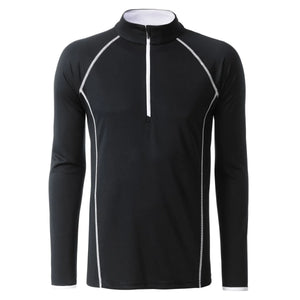 T-shirt Mens Sportsshirt maniche lunghe black/white / S - personalizzabile con logo