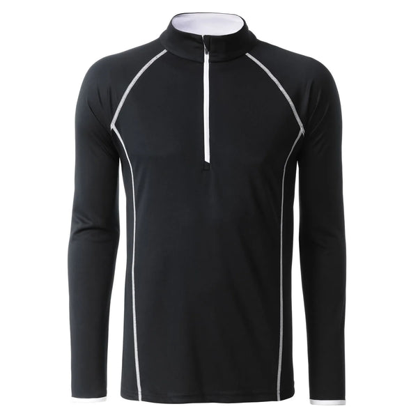 T-shirt Mens Sportsshirt maniche lunghe black/white / S - personalizzabile con logo