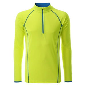 T-shirt Mens Sportsshirt maniche lunghe giallo / S - personalizzabile con logo