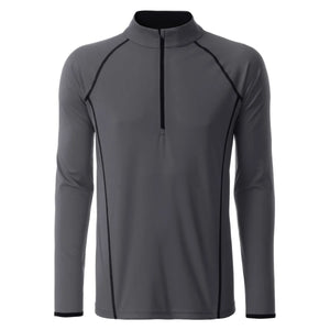 T-shirt Mens Sportsshirt maniche lunghe grigio / S - personalizzabile con logo