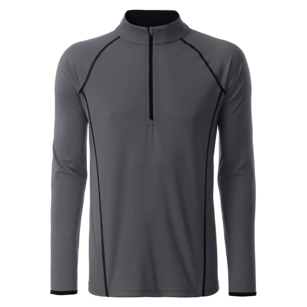T-shirt Mens Sportsshirt maniche lunghe grigio / S - personalizzabile con logo