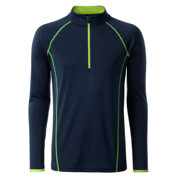 T-shirt Mens Sportsshirt maniche lunghe navy/bright-yellow / S - personalizzabile con logo