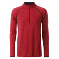 T-shirt Mens Sportsshirt maniche lunghe red-melange / S - personalizzabile con logo