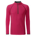 T-shirt Mens Sportsshirt maniche lunghe rosa / S - personalizzabile con logo