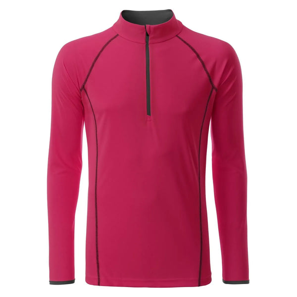 T-shirt Mens Sportsshirt maniche lunghe rosa / S - personalizzabile con logo