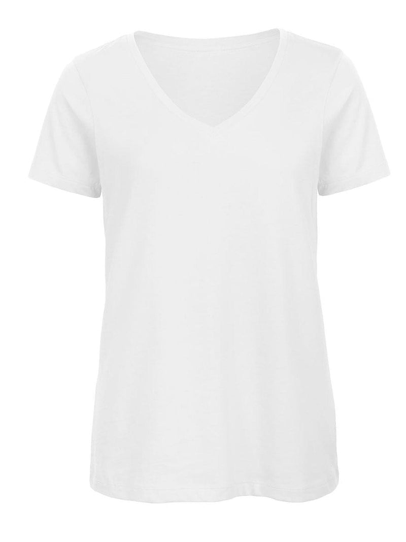 T-shirt Organica V donna bianco / L - personalizzabile con logo