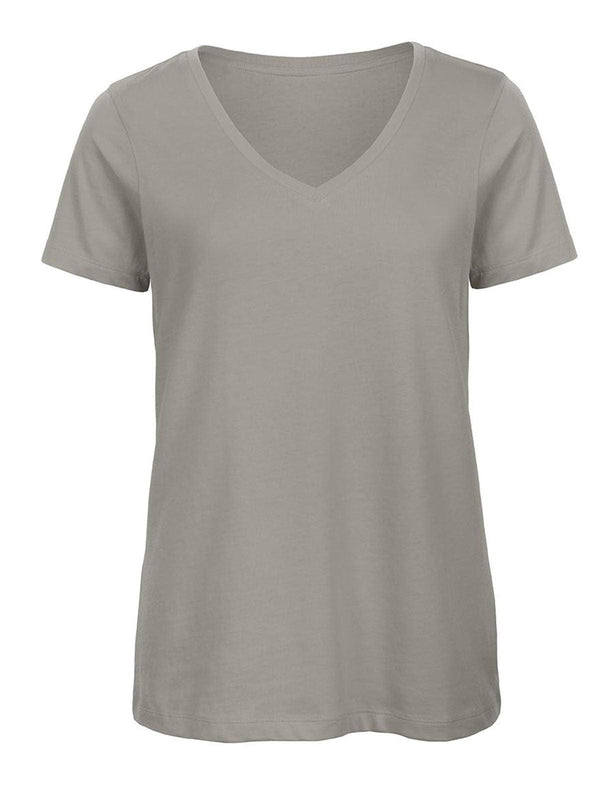 T-shirt Organica V donna grigio / L - personalizzabile con logo