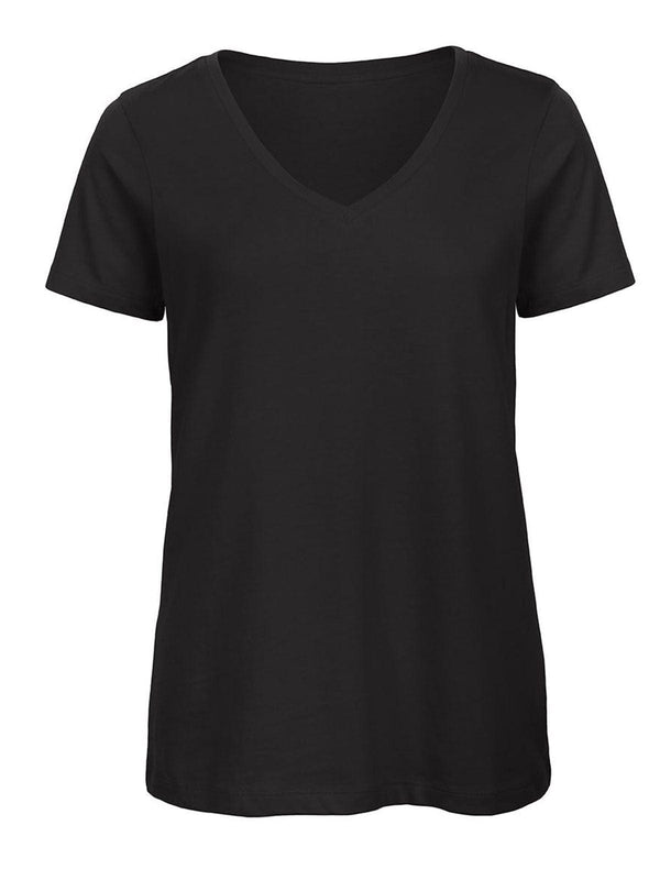 T-shirt Organica V donna nero / L - personalizzabile con logo