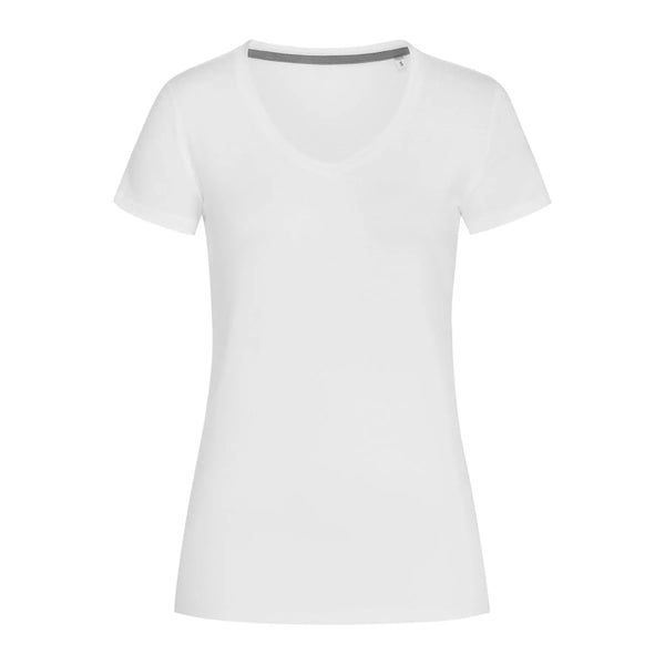 T-shirt Stretch-t V-neck Women bianco / XS - personalizzabile con logo