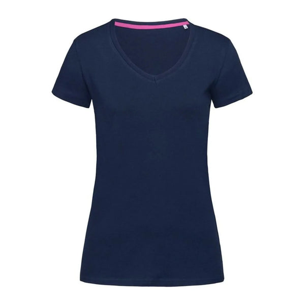 T-shirt Stretch-t V-neck Women blu / XS - personalizzabile con logo