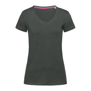 T-shirt Stretch-t V-neck Women grigio / XS - personalizzabile con logo