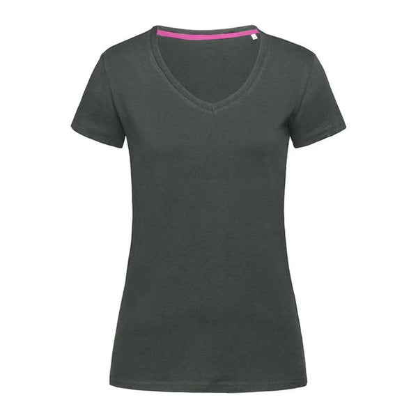 T-shirt Stretch-t V-neck Women grigio / XS - personalizzabile con logo