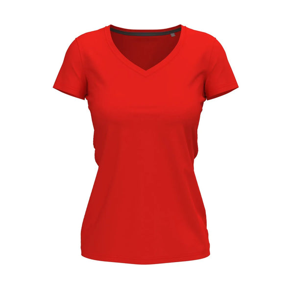 T-shirt Stretch-t V-neck Women rosso / XS - personalizzabile con logo
