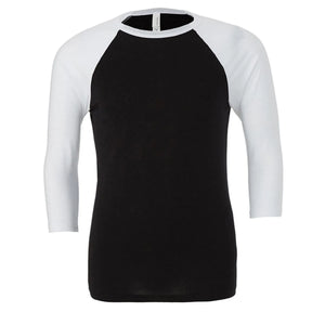 T-shirt Unisex 3/4 Sleeve Baseball nero / S - personalizzabile con logo