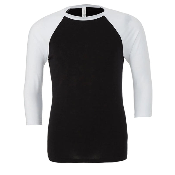 T-shirt Unisex 3/4 Sleeve Baseball nero / S - personalizzabile con logo