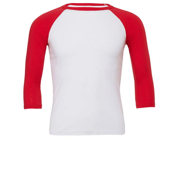 T-shirt Unisex 3/4 Sleeve Baseball White/Red / S - personalizzabile con logo
