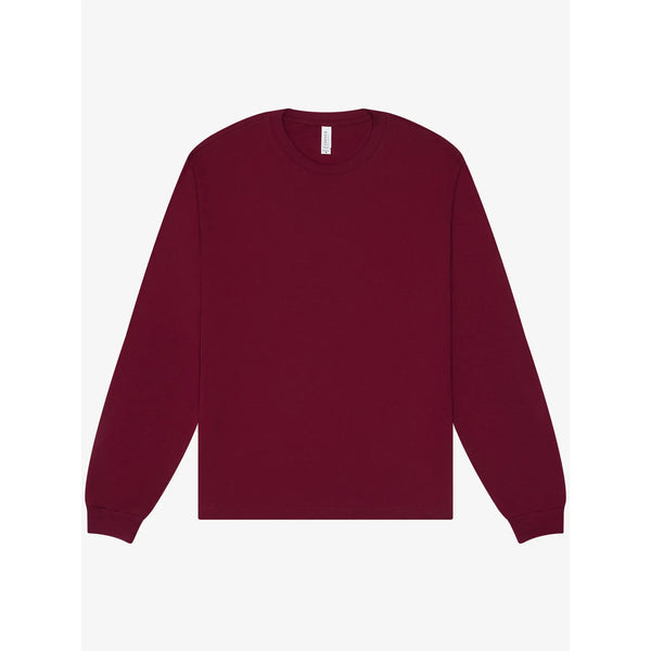 T-shirt Unisex Heavy Boxy Long Sleeve Maroon / XS - personalizzabile con logo