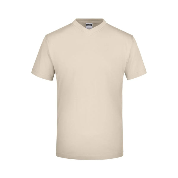 T-shirt V-t Medium beige / S - personalizzabile con logo