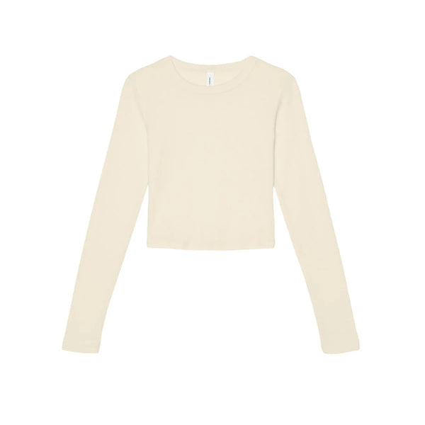 T-shirt Women’s Micro Rib Long Sleeve Baby beige / XS - personalizzabile con logo