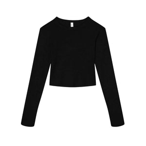 T-shirt Women’s Micro Rib Long Sleeve Baby nero / XS - personalizzabile con logo