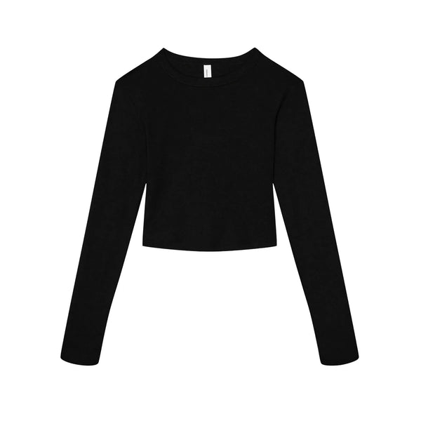 T-shirt Women’s Micro Rib Long Sleeve Baby nero / XS - personalizzabile con logo