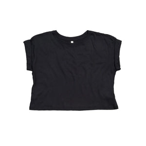 T-shirt Women's Organic Crop Top T nero / XS - personalizzabile con logo