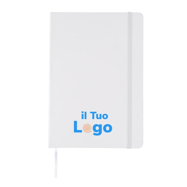 Taccuino A5 basic bianco - personalizzabile con logo
