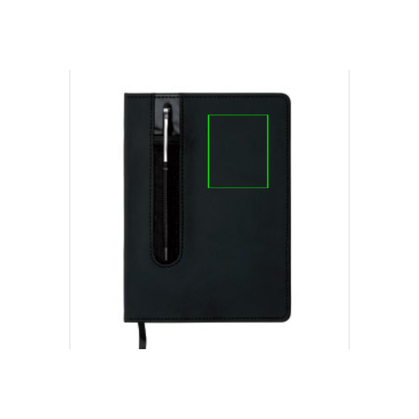 Taccuino A5 Basic con copertina rigida in PU e penna touch - personalizzabile con logo