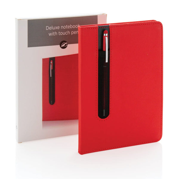 Taccuino A5 Basic con copertina rigida in PU e penna touch Colore: nero, rosso, blu navy, verde €7.07 - P773.311