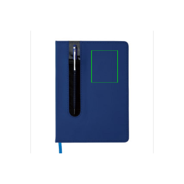 Taccuino A5 Basic con copertina rigida in PU e penna touch - personalizzabile con logo