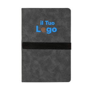 Taccuino A5 con elegante copertina rigida in PU grigio - personalizzabile con logo