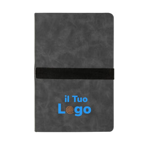 Taccuino A5 con elegante copertina rigida in PU grigio - personalizzabile con logo