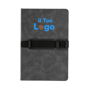 Taccuino A5 con elegante copertina rigida in PU grigio - personalizzabile con logo
