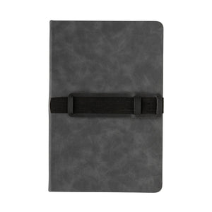 Taccuino A5 con elegante copertina rigida in PU grigio - personalizzabile con logo