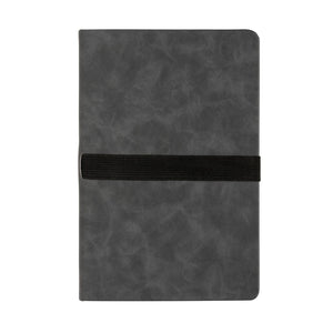 Taccuino A5 con elegante copertina rigida in PU grigio - personalizzabile con logo