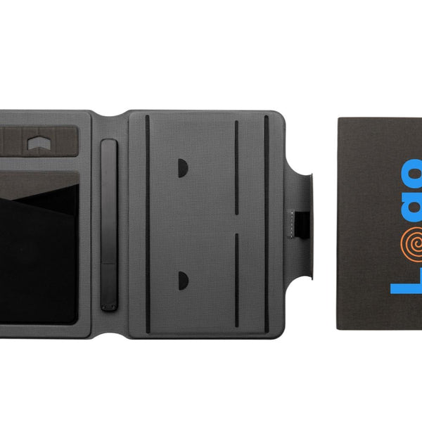 Taccuino A5 con ricarica wireless 10W Artic Magnetic nero - personalizzabile con logo