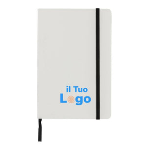 Taccuino A5 crafstone in carta kraft e pietra riciclati bianco - personalizzabile con logo