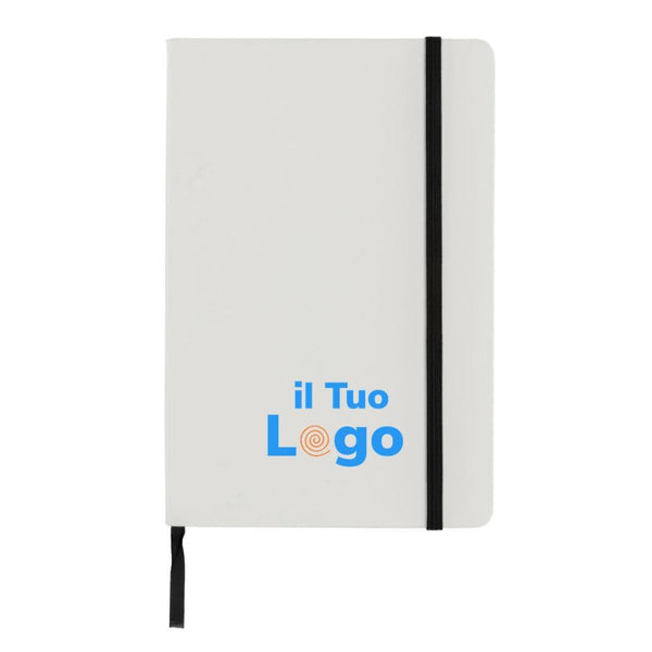 Taccuino A5 crafstone in carta kraft e pietra riciclati bianco - personalizzabile con logo