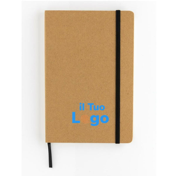Taccuino A5 crafstone in carta kraft e pietra riciclati marrone - personalizzabile con logo
