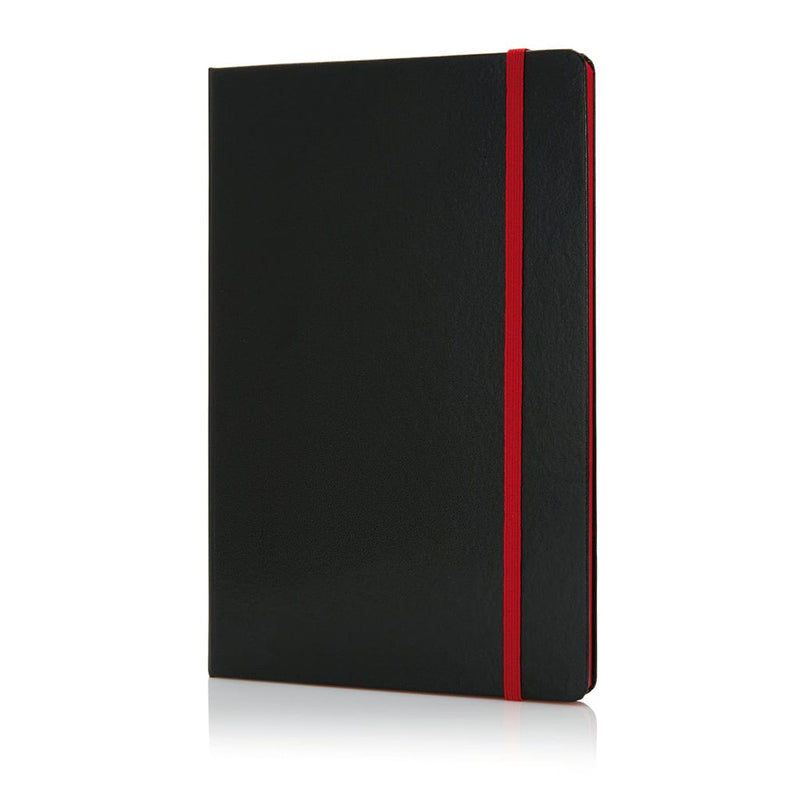 Taccuino A5 Deluxe con copertina rigida con bordo pagine col Colore: rosso ciliegio, nero €4.85 - P773.304