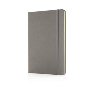 Taccuino A5 Deluxe con copertina rigida in PU grigio - personalizzabile con logo