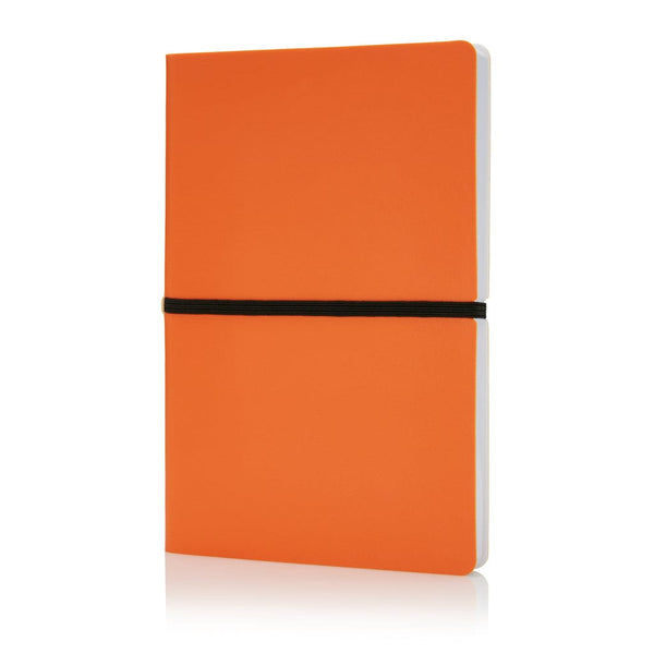 Taccuino A5 Deluxe con copertina soffice arancione - personalizzabile con logo