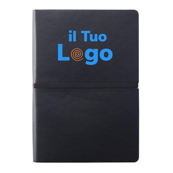 Taccuino A5 Deluxe con copertina soffice - personalizzabile con logo