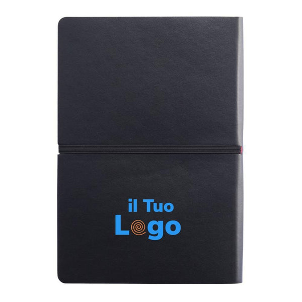Taccuino A5 Deluxe con copertina soffice - personalizzabile con logo