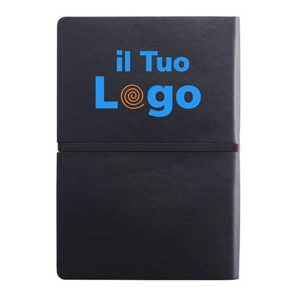 Taccuino A5 Deluxe con copertina soffice - personalizzabile con logo