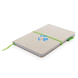 Taccuino A5 eco in juta verde - personalizzabile con logo