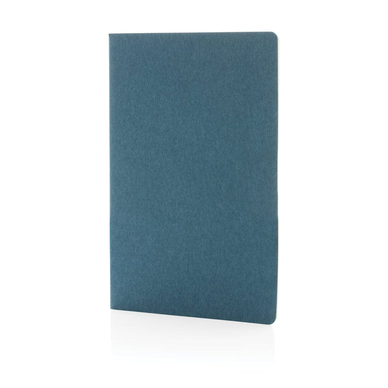Taccuino A5 FSC® con copertina morbida blu - personalizzabile con logo