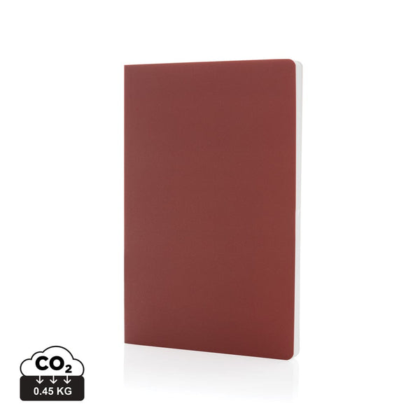 Taccuino A5 Impact con copertina morbida e carta di pietra colorato rosso - personalizzabile con logo