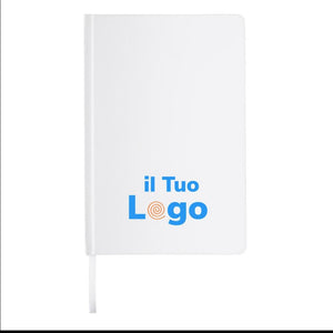 Taccuino A5 in carta di pietra e copertina rigida bianco - personalizzabile con logo