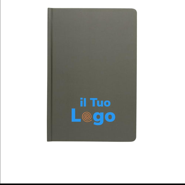 Taccuino A5 in carta di pietra e copertina rigida colorato - personalizzabile con logo